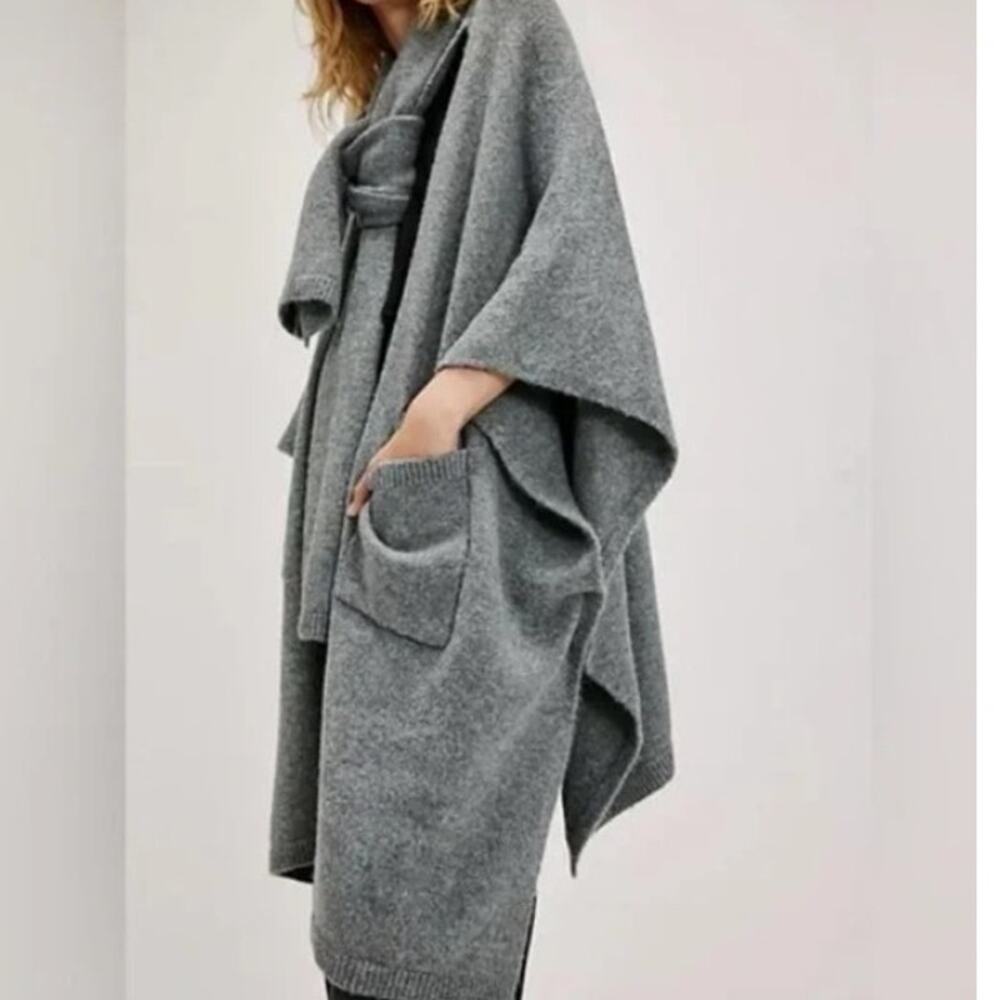 One Size | Free People | NWOT | Ellie Scarf Wrap Duster Kimono Gray | MSRP $128